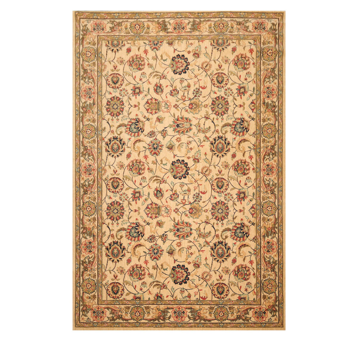 8x10 Caramel, Black, Rust Color Machine Made All-Over 100% Wool Traditional Oriental Rug