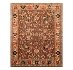 8x10 Brown, Champagne, Black Color Machine Made All-Over 100% Wool Traditional Oriental Rug
