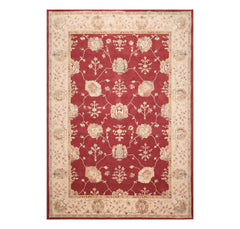 9x12 Rusty Red, Beige, Tan Color Machine Made All-Over 100% Wool Traditional Oriental Rug