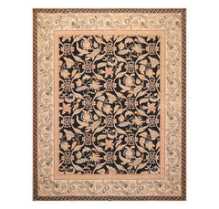 8x10 Black, Beige, Caramel Color Hand Woven All-Over 100% Wool Traditional Oriental Rug