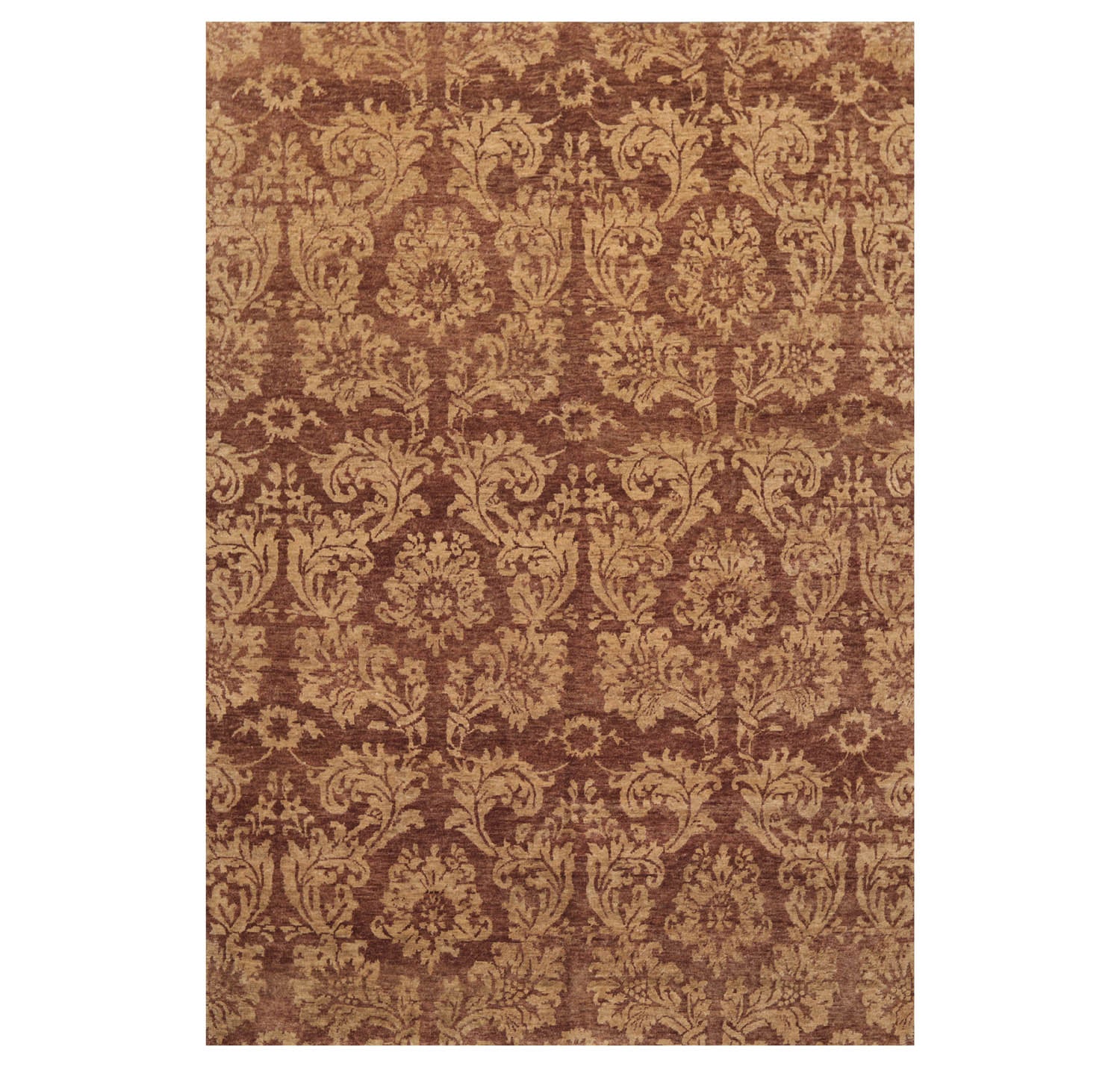 6x9 Brown, Beige, Tan Color Hand Knotted All-Over 100% Wool Transitional Oriental Rug