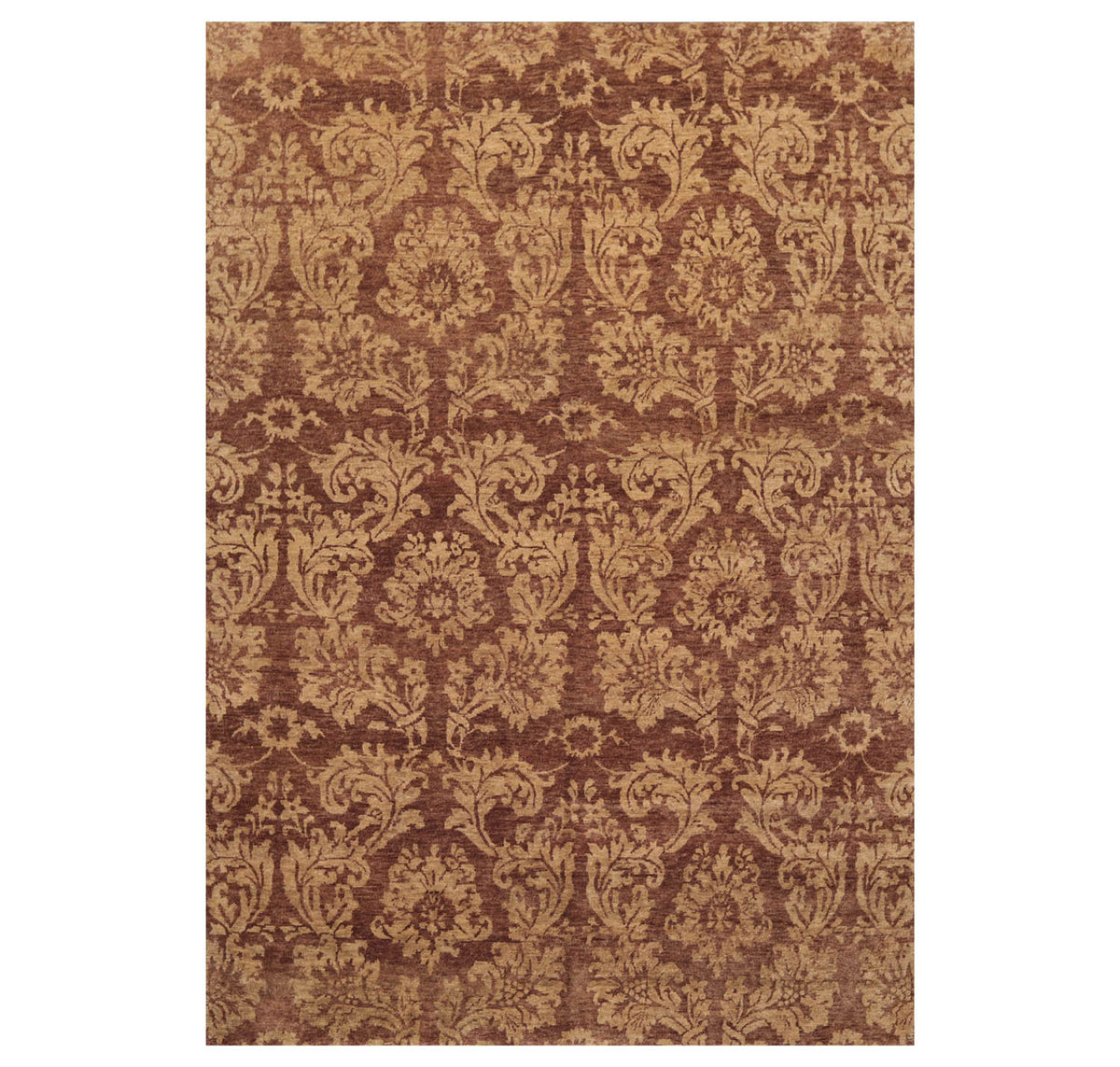 6x9 Brown, Beige, Tan Color Hand Knotted All-Over 100% Wool Transitional Oriental Rug