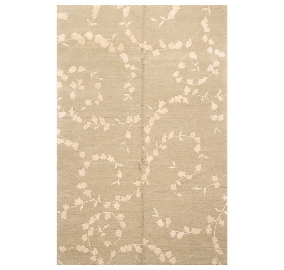 6x9 Gray, Beige, Color Hand Knotted All-Over Wool & Silk Transitional Oriental Rug