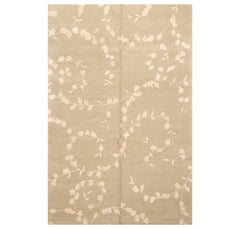 6x9 Gray, Beige, Color Hand Knotted All-Over Wool & Silk Transitional Oriental Rug