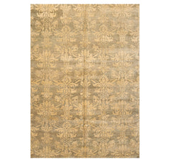 6x9 Moss, Light Gold, Color Hand Knotted All-Over 100% Wool Transitional Oriental Rug