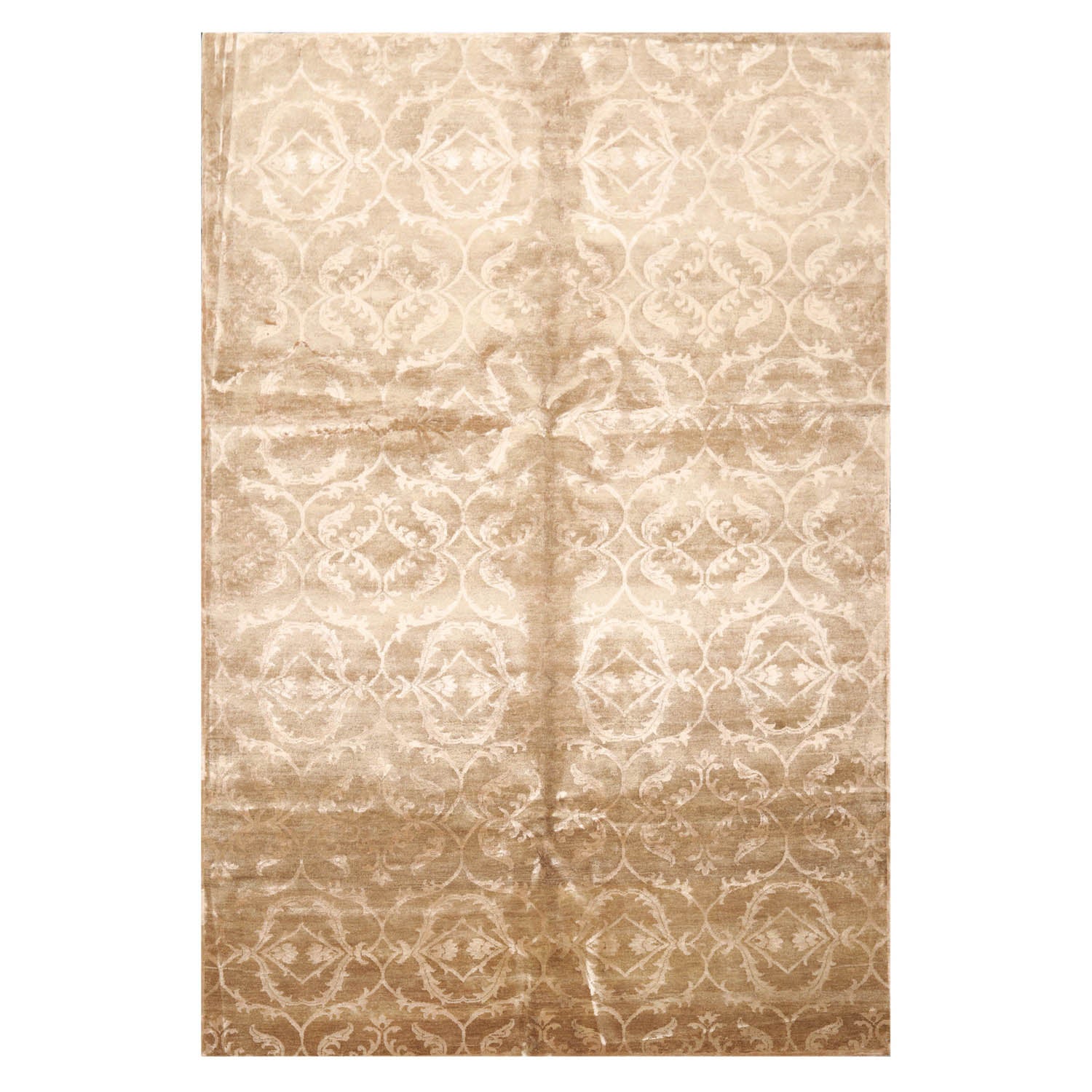 6x9 Tan, Taupe, Color Hand Knotted All-Over 100% Wool Transitional Oriental Rug