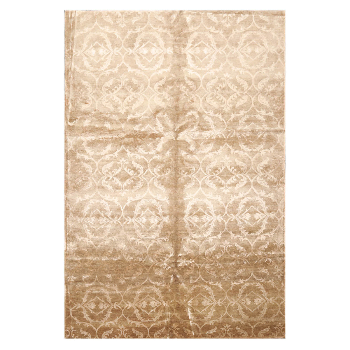 6x9 Tan, Taupe, Color Hand Knotted All-Over 100% Wool Transitional Oriental Rug