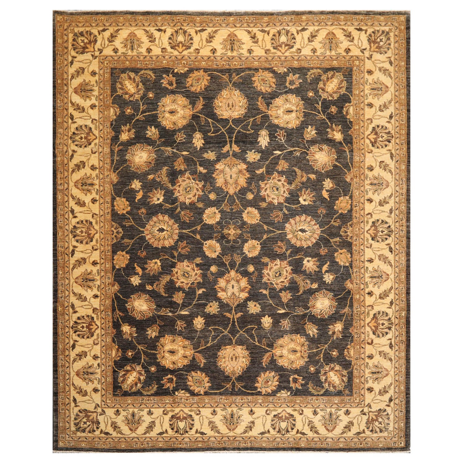 8x10 Gray, Warm Beige, Brown Color Hand Knotted All-Over 100% Wool Traditional Oriental Rug