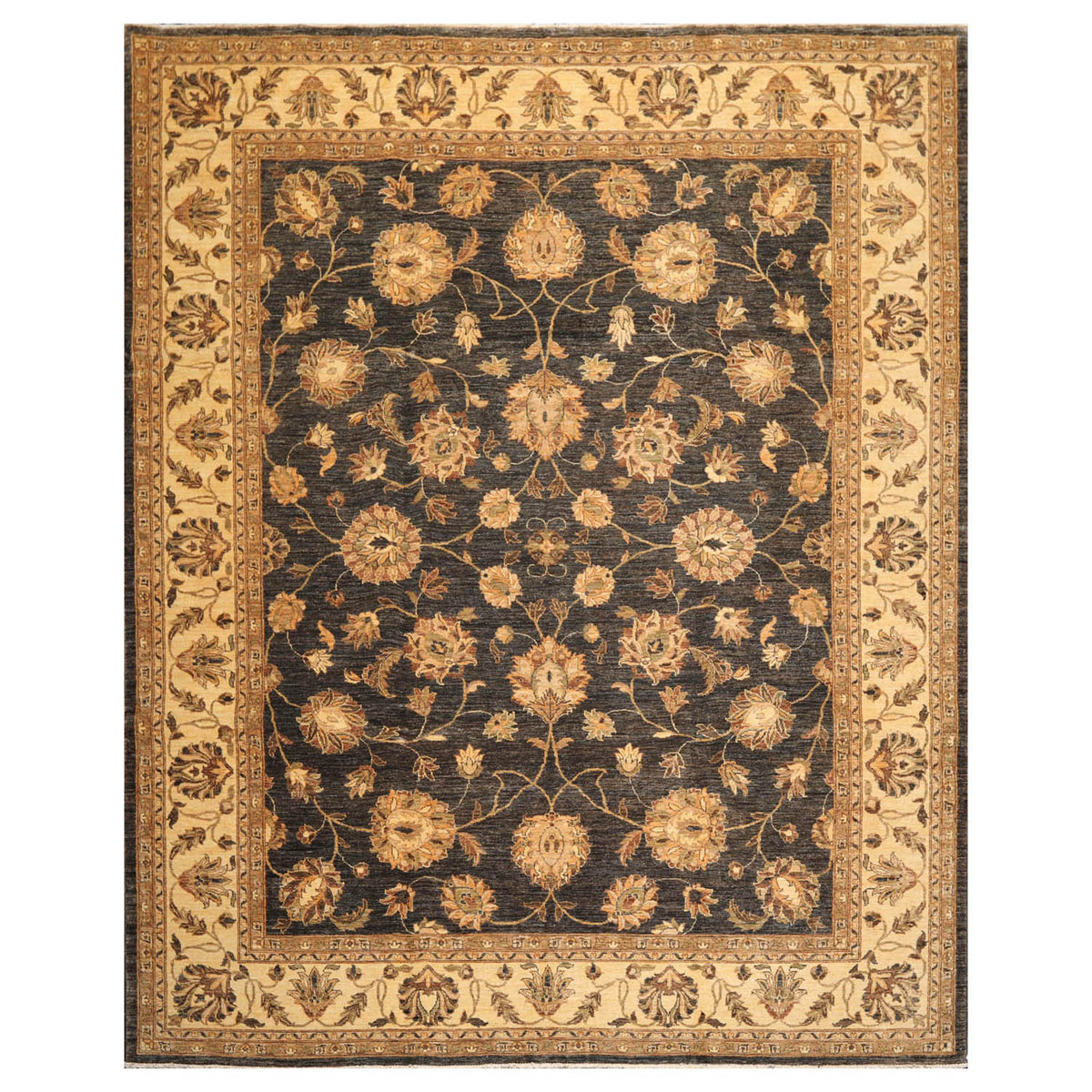 8x10 Gray, Warm Beige, Brown Color Hand Knotted All-Over 100% Wool Traditional Oriental Rug
