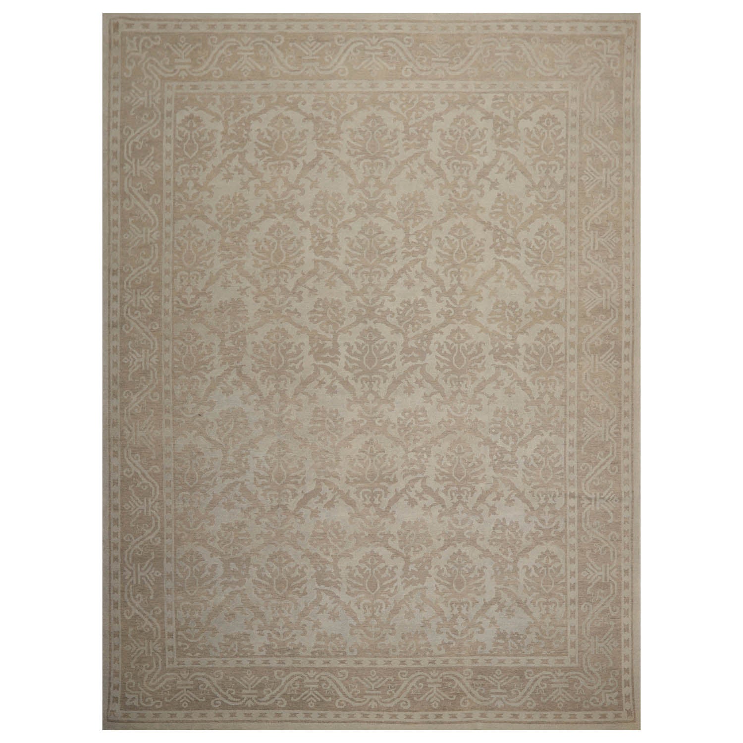 9x12 Gray, , Color Hand Knotted All-Over 100% Wool Traditional Oriental Rug