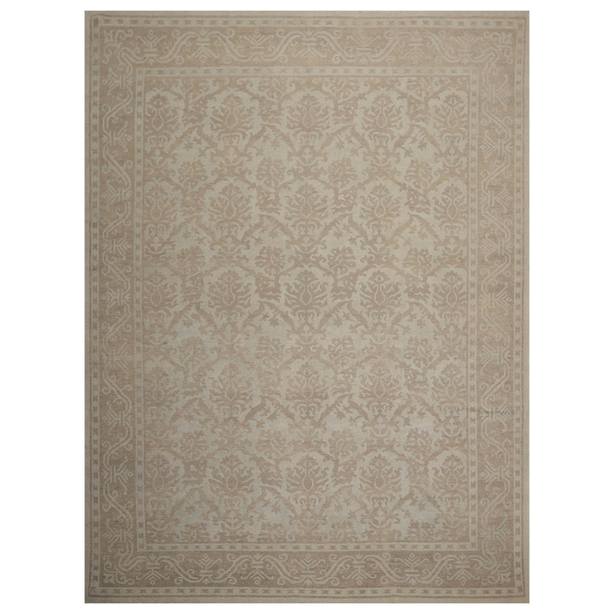 9x12 Gray, , Color Hand Knotted All-Over 100% Wool Traditional Oriental Rug