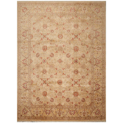 9x12 Beige, Brown, Red Color Hand Knotted All-Over 100% Wool Traditional Oriental Rug