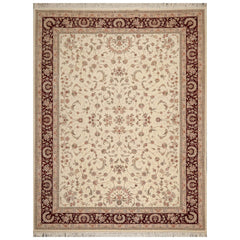 9x12 Cream, Maroon, Gray Color Hand Knotted All-Over 100% Wool Traditional-Persian/Oriental Oriental Rug