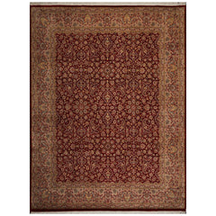 9x12 Red, Beige, Rose Color Hand Knotted All-Over 100% Wool Traditional Oriental Rug