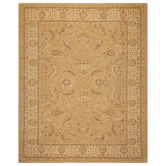 9x12 Tan, Beige, Gray Color Hand Knotted All-Over 100% Wool Traditional Oriental Rug