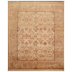 8x10 Beige, Tan, Rust Color Hand Knotted All-Over 100% Wool Traditional Oriental Rug
