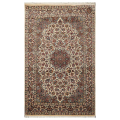 5x7 Ivory, Taupe, Black Color Hand Knotted All-Over 100% Wool Traditional Oriental Rug