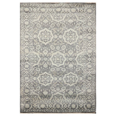 4x6 Gray, , Color Hand Knotted All-Over 100% Wool Transitional Oriental Rug