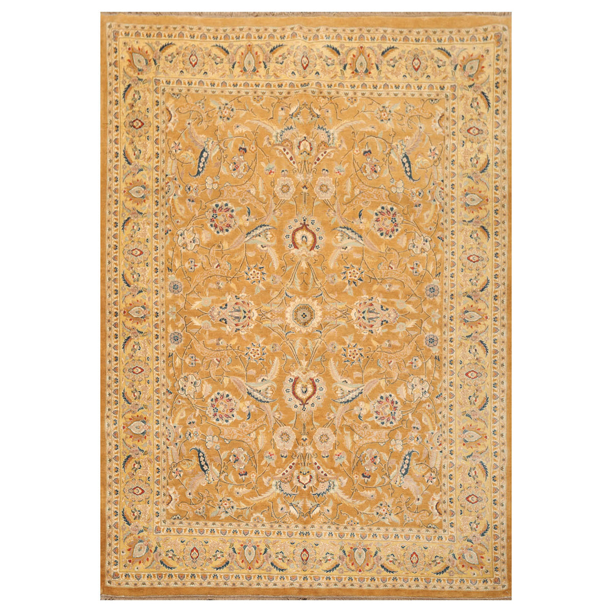 6x9 Caramel, Gold, Beige Color Hand Knotted All-Over 100% Wool Traditional Oriental Rug
