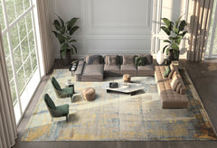 10x14 Beige, Taupe, Gray Color Hand Knotted Sherpa Wool and Silk Modern & Contemporary Oriental Rug