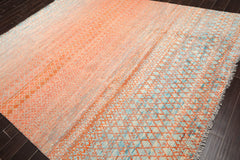 8x10 Orange, Blue, Beige Color Hand Knotted Grass 100% Wool Modern Oriental Rug