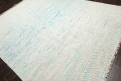 8x10 Ivory, Aqua, Blue Color Hand Knotted All-Over 100% Wool Modern Oriental Rug