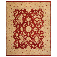 8x10 Rust, Tan, Light Gold Color Hand Knotted All-Over 100% Wool Traditional Oriental Rug