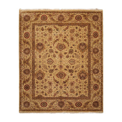 8x10 Gold, Tan, Rust Color Hand Knotted All-Over 100% Wool Traditional Oriental Rug