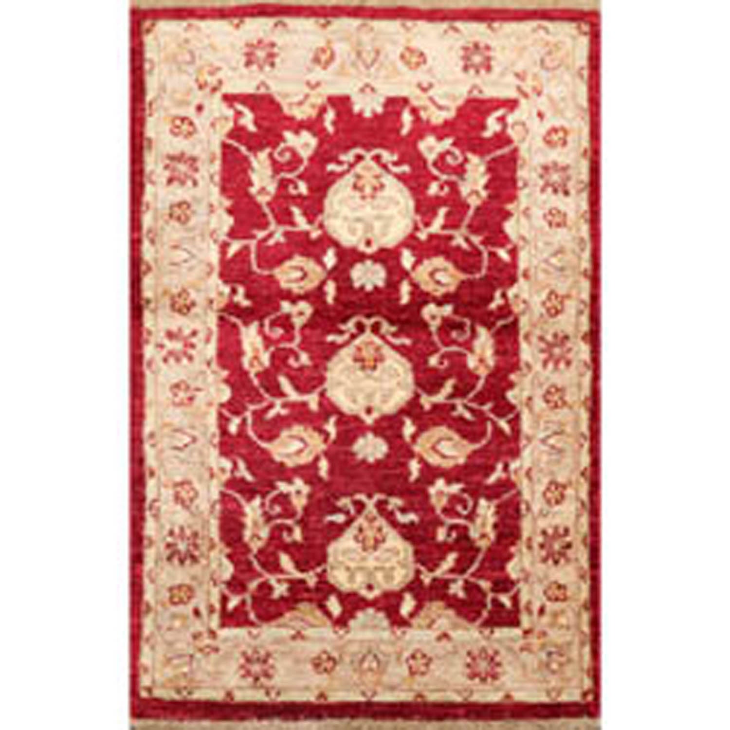 3x5 Wine, Taupe, Beige Color Hand Knotted All-Over 100% Wool Traditional Oriental Rug