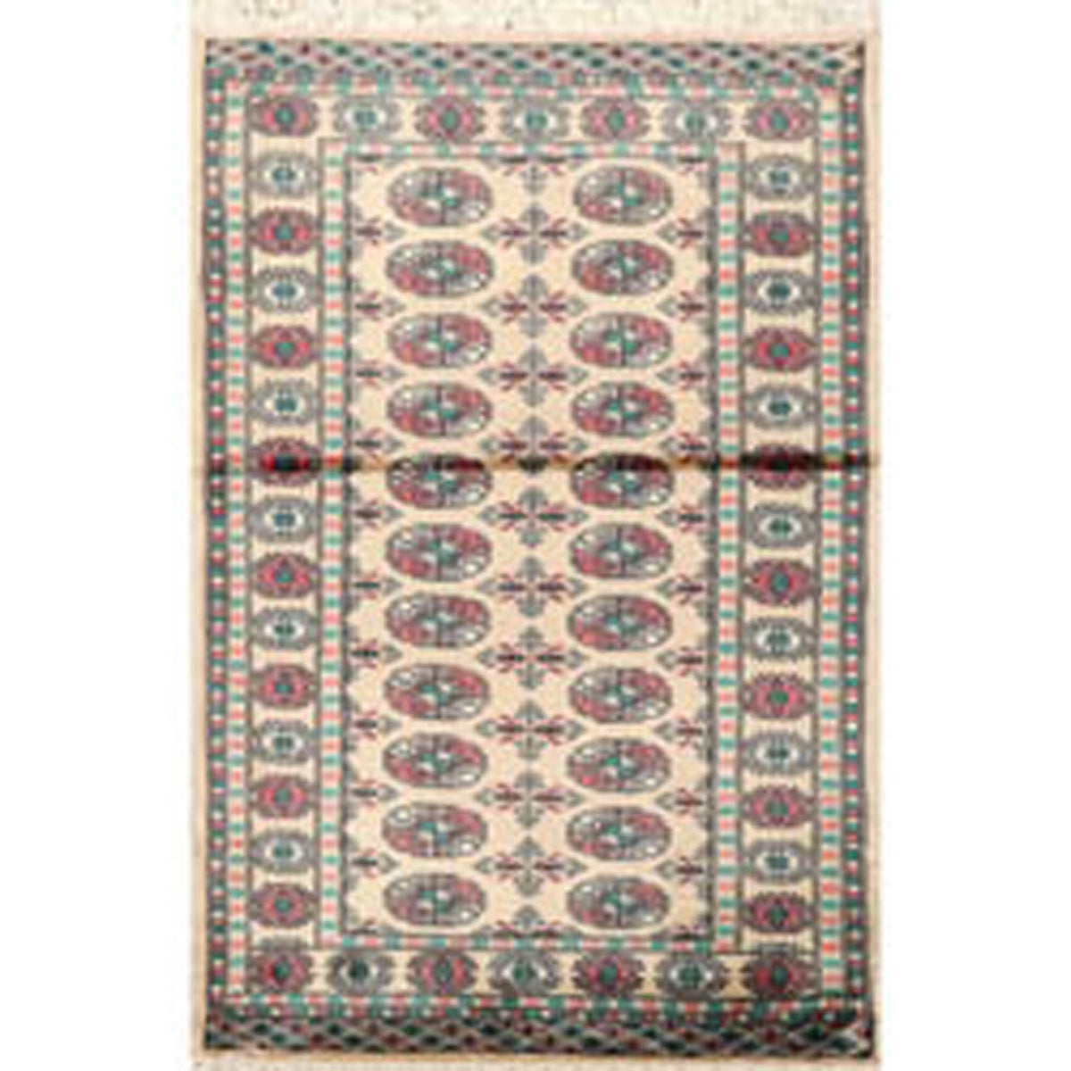 3x5 Beige, Turquoise, Rose Color Hand Knotted All-Over 100% Wool Traditional Oriental Rug