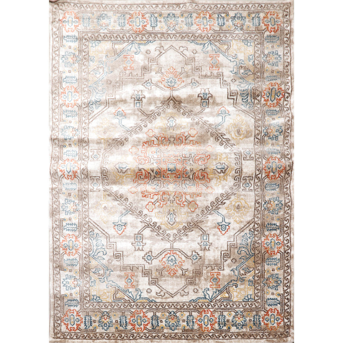 5x7 Beige, Taupe, Orange Color Machine Made All-Over 100% Polypropylene Transitional Oriental Rug