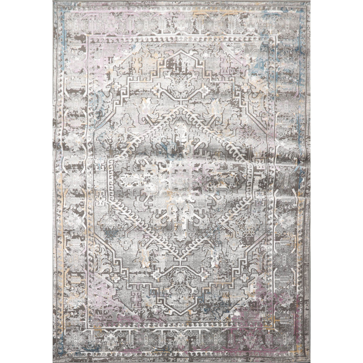 5x7 Gray, Brown, Purple Color Machine Made All-Over 100% Polypropylene Transitional Oriental Rug