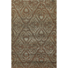 2x3 Tan, Green, Color Hand Knotted All-Over Wool & Silk Transitional Oriental Rug