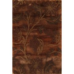 2x3 Brown, Green, Color Hand Knotted All-Over Wool & Silk Transitional Oriental Rug