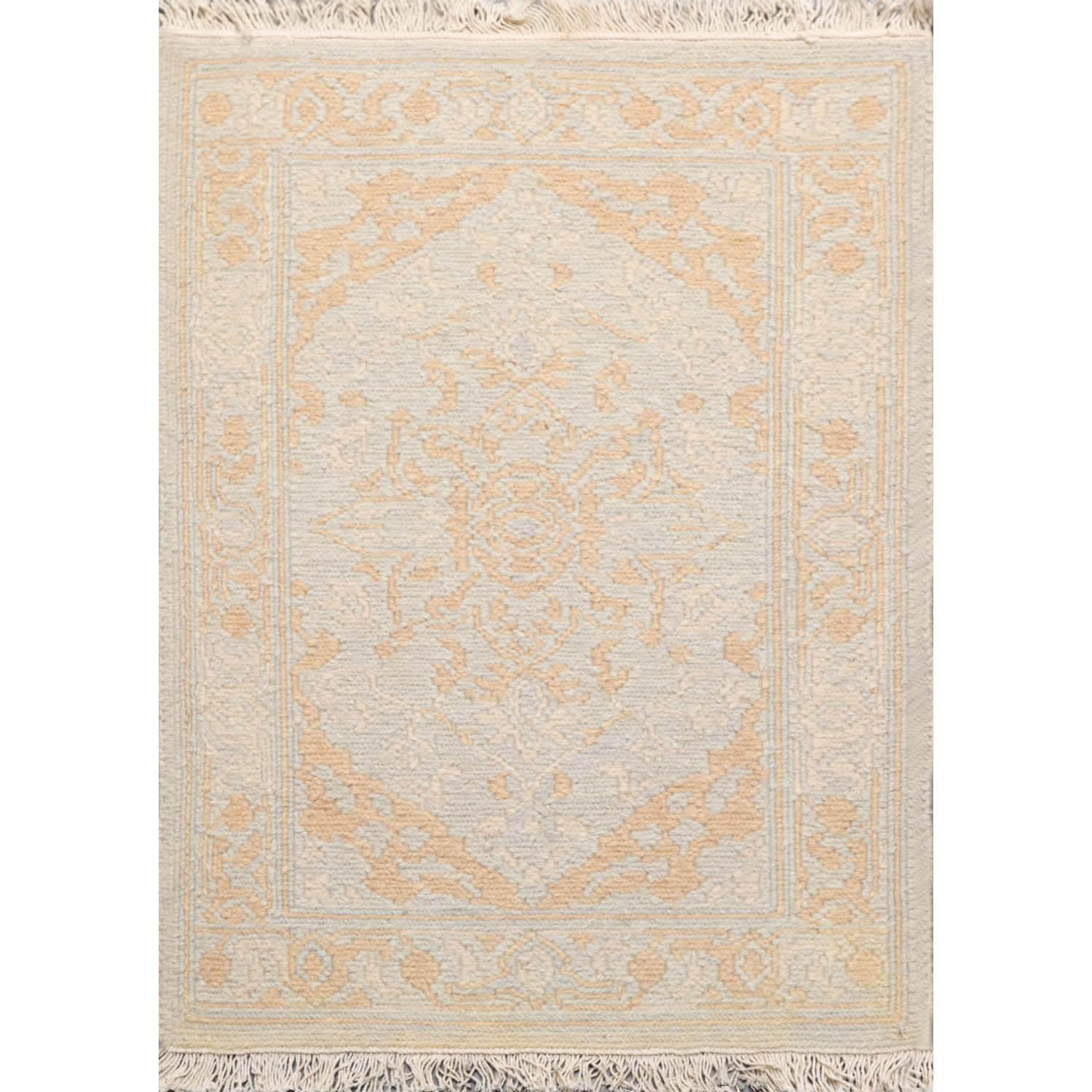 2x3 Gray, Tan, Beige Color Hand Knotted All-Over 100% Wool Transitional Oriental Rug