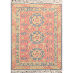 2x3 Rose, Blue, Gold Color Hand Knotted All-Over 100% Wool Transitional Oriental Rug