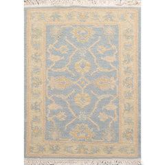 2x3 Aqua, Light Gold, Color Hand Knotted All-Over 100% Wool Transitional Oriental Rug
