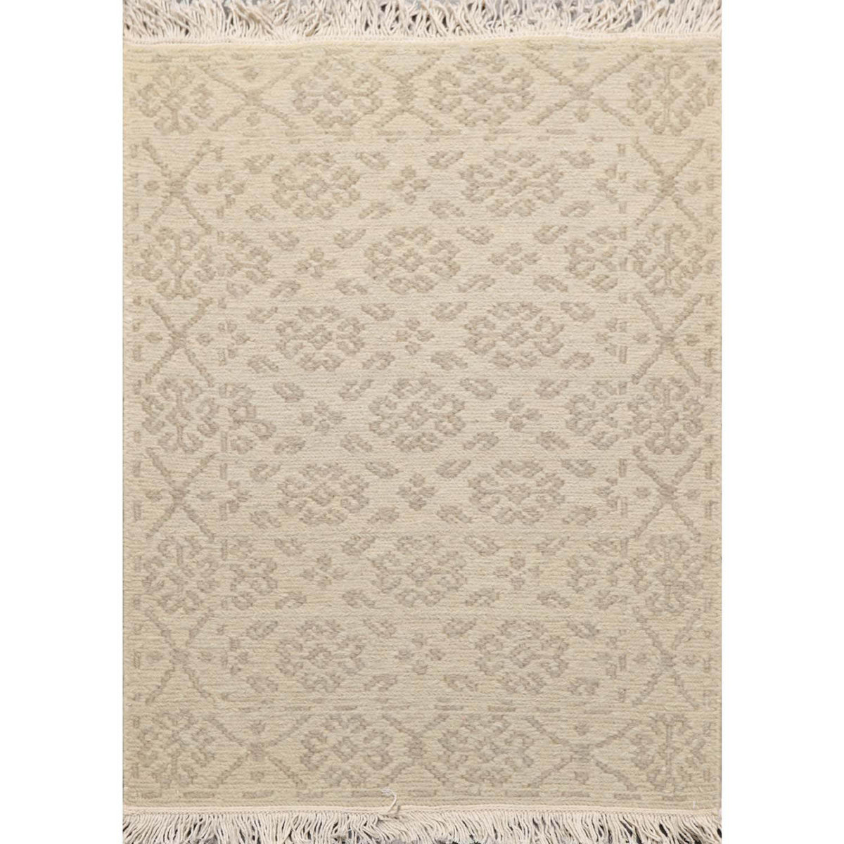 2x3 Tone on Tone Beige, , Color Hand Knotted All-Over 100% Wool Transitional Oriental Rug