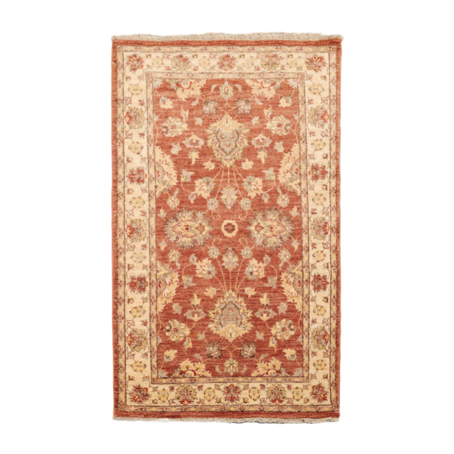3x5 Peach, Beige, Gray Color Hand Knotted All-Over 100% Wool Traditional Oriental Rug