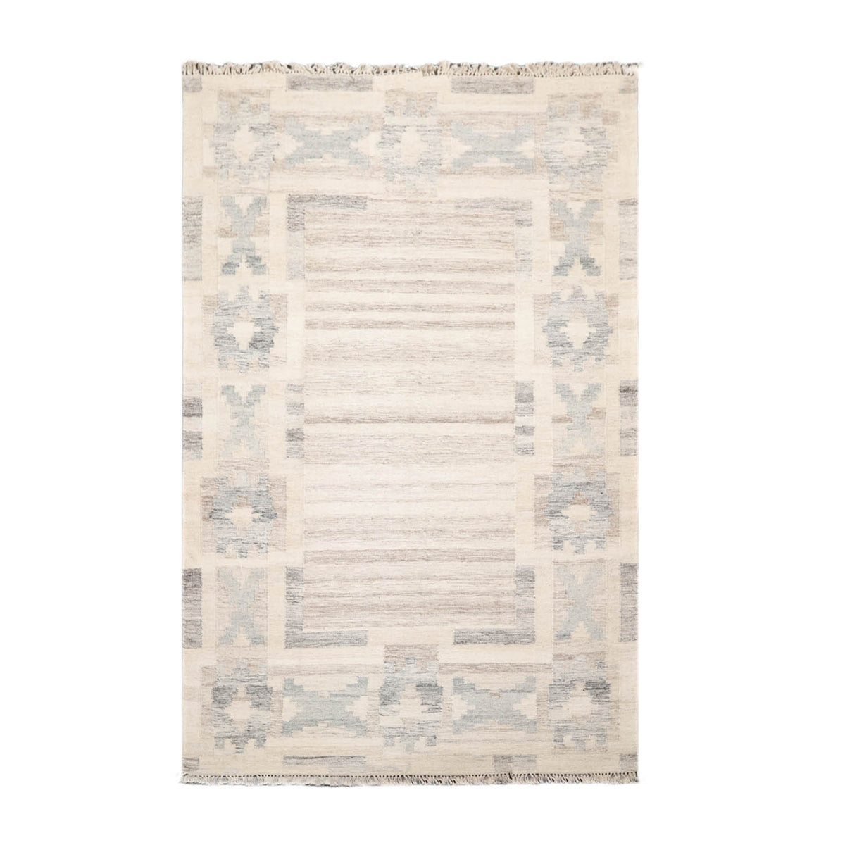 5x7 Beige, Gray, Brown Color Hand Woven All-Over 100% Wool Southwestern Oriental Rug