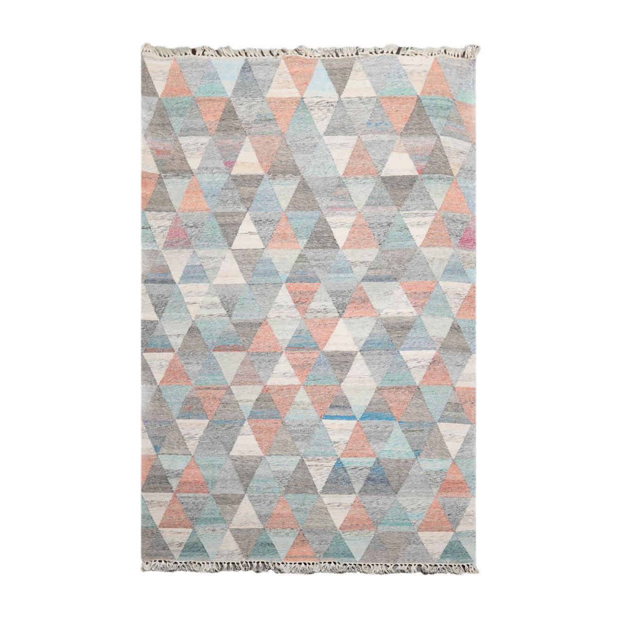 5x7 Beige, Red, Peach Color Hand Woven All-Over 100% Wool Modern Oriental Rug