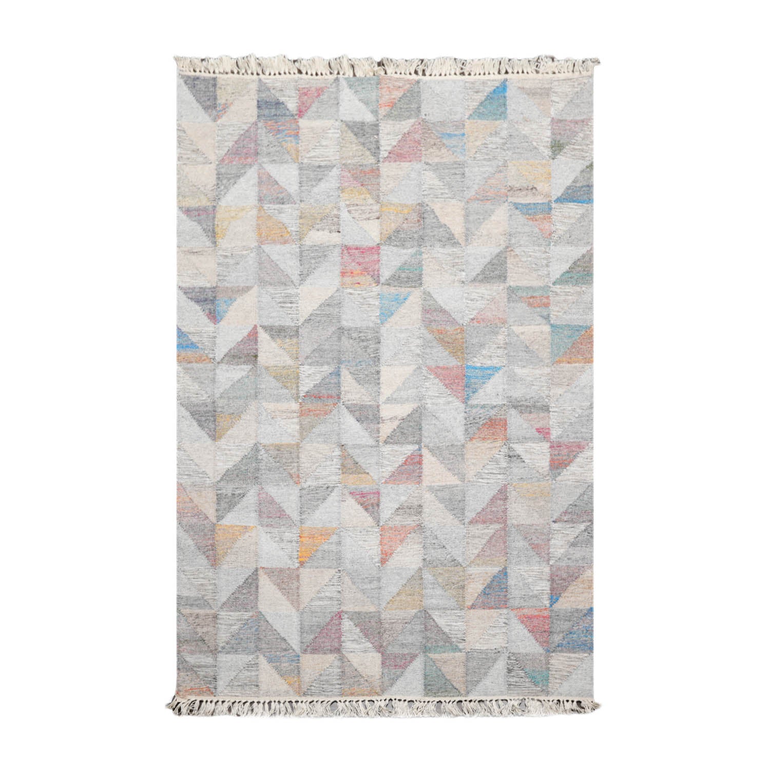 5x7 Gray, Beige, Orange Color Hand Woven All-Over 100% Wool Modern Oriental Rug