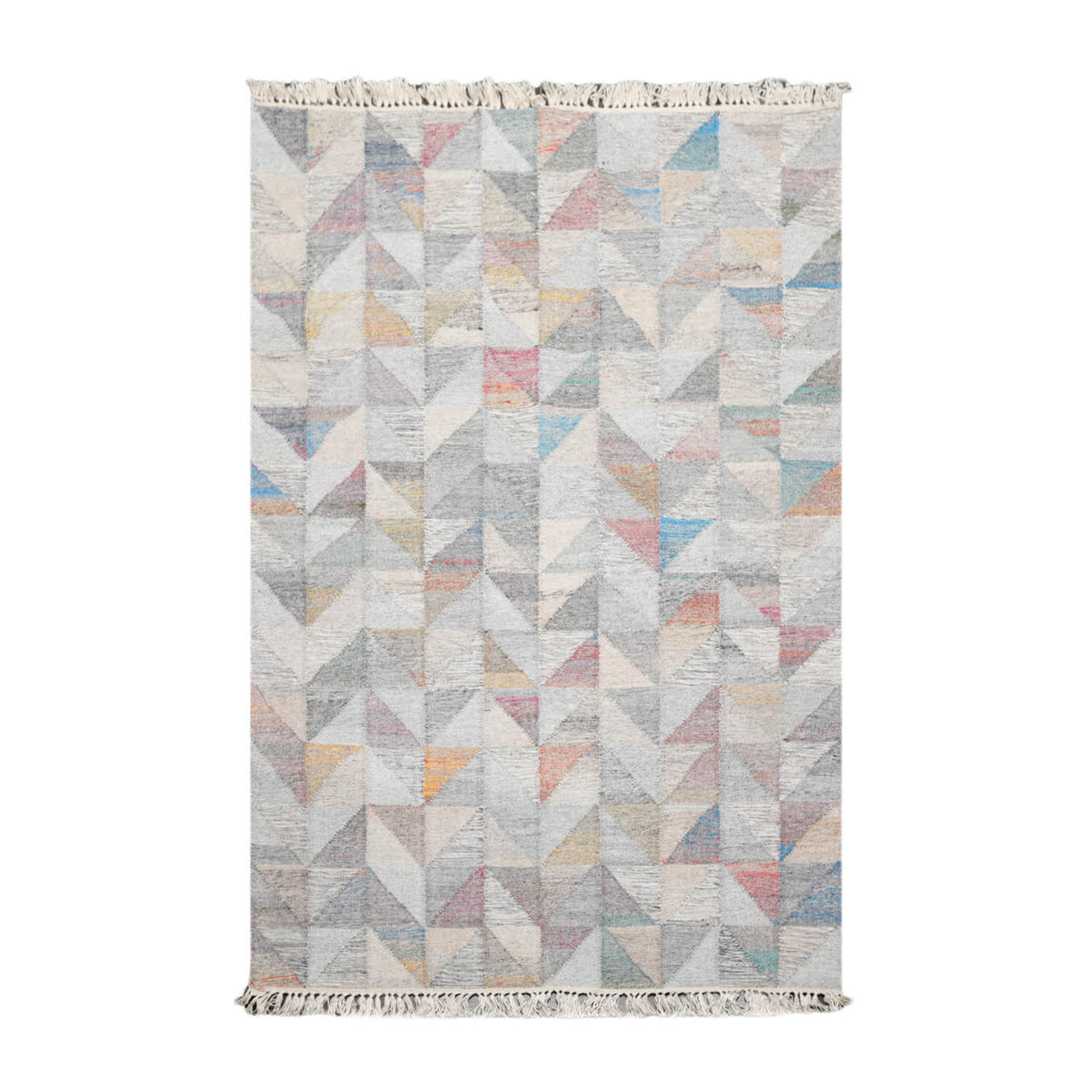 5x7 Gray, Beige, Orange Color Hand Woven All-Over 100% Wool Modern Oriental Rug