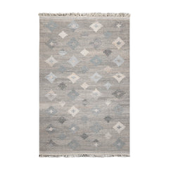 5x7 Gray, Beige, Blue Color Hand Woven All-Over 100% Wool Southwestern Oriental Rug