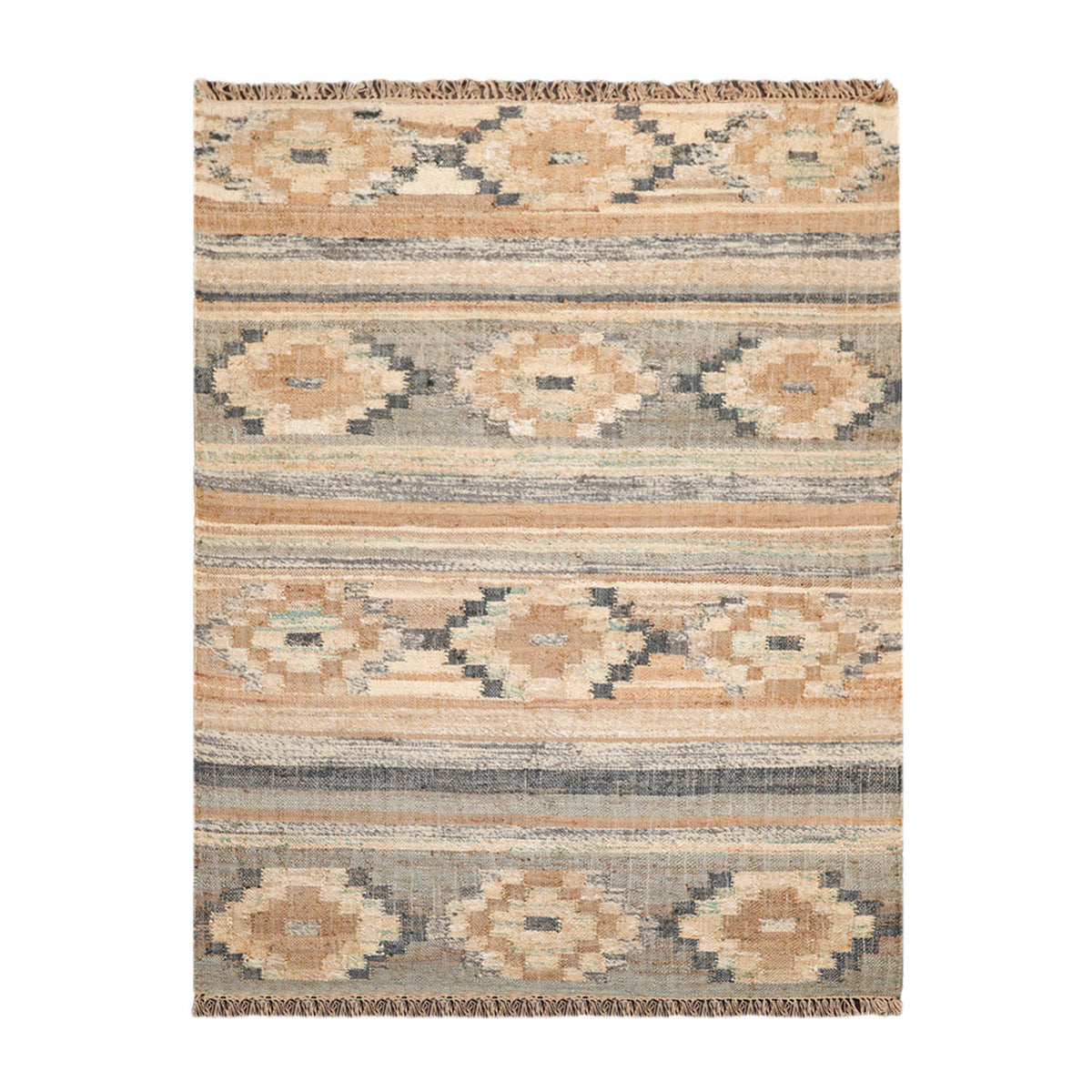 5x7 Beige, Beige, Brown Color Hand Woven All-Over 100% Wool Southwestern Oriental Rug