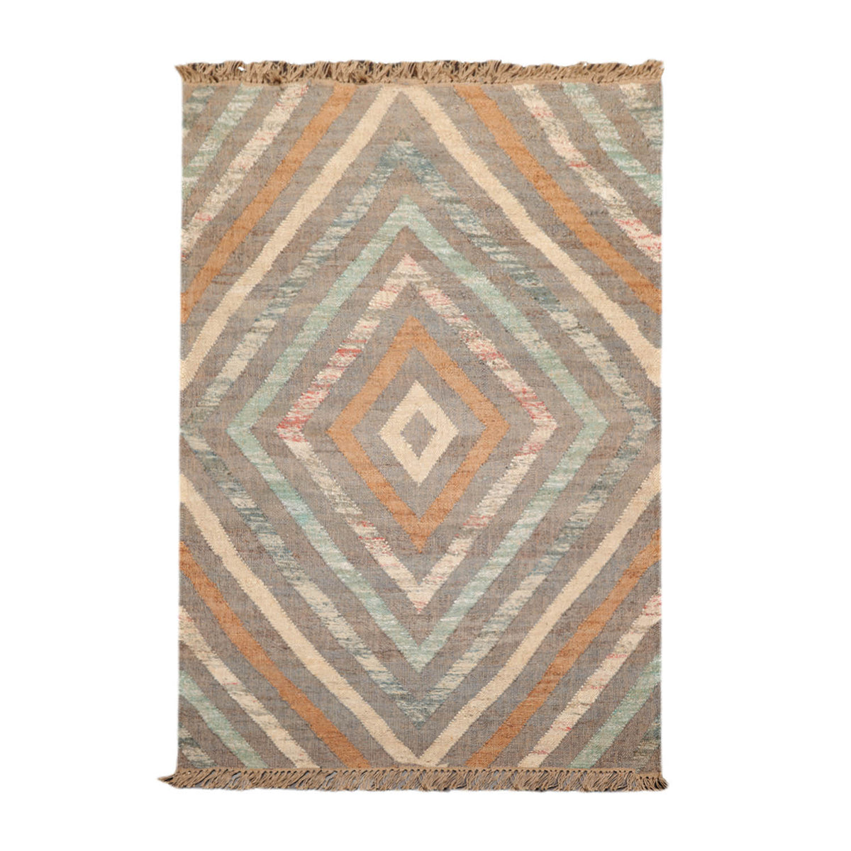 5x7 Gray, Turquoise, Beige Color Hand Woven All-Over 100% Wool Modern Oriental Rug