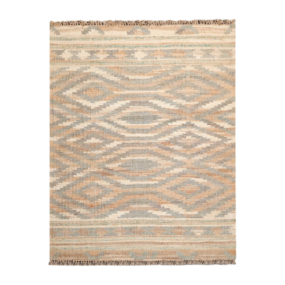 5x7 Beige, Caramel, Gray Color Hand Woven All-Over 100% Wool Southwestern Oriental Rug