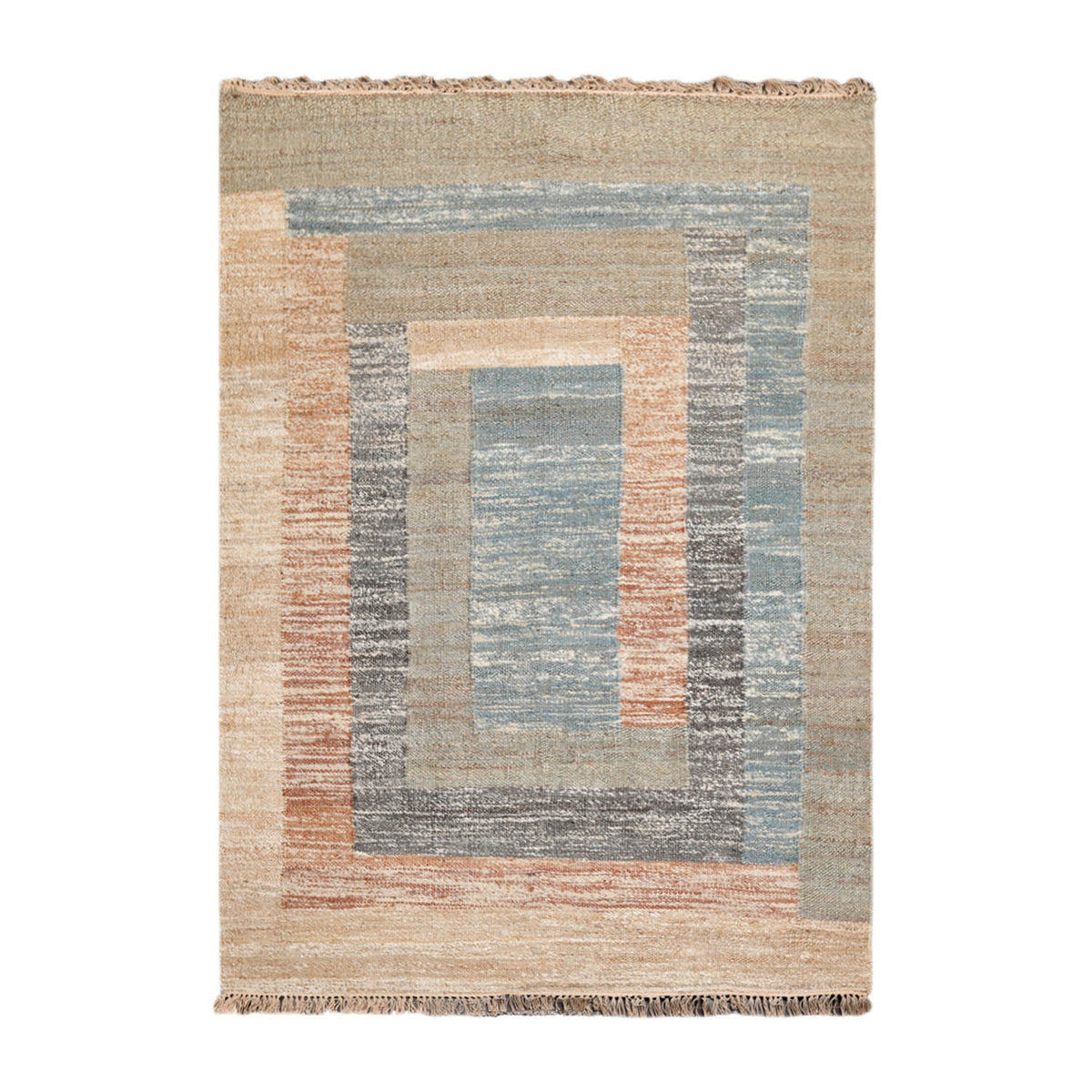 5x7 Blue, Gray, Beige Color Hand Woven All-Over 100% Wool Modern Oriental Rug