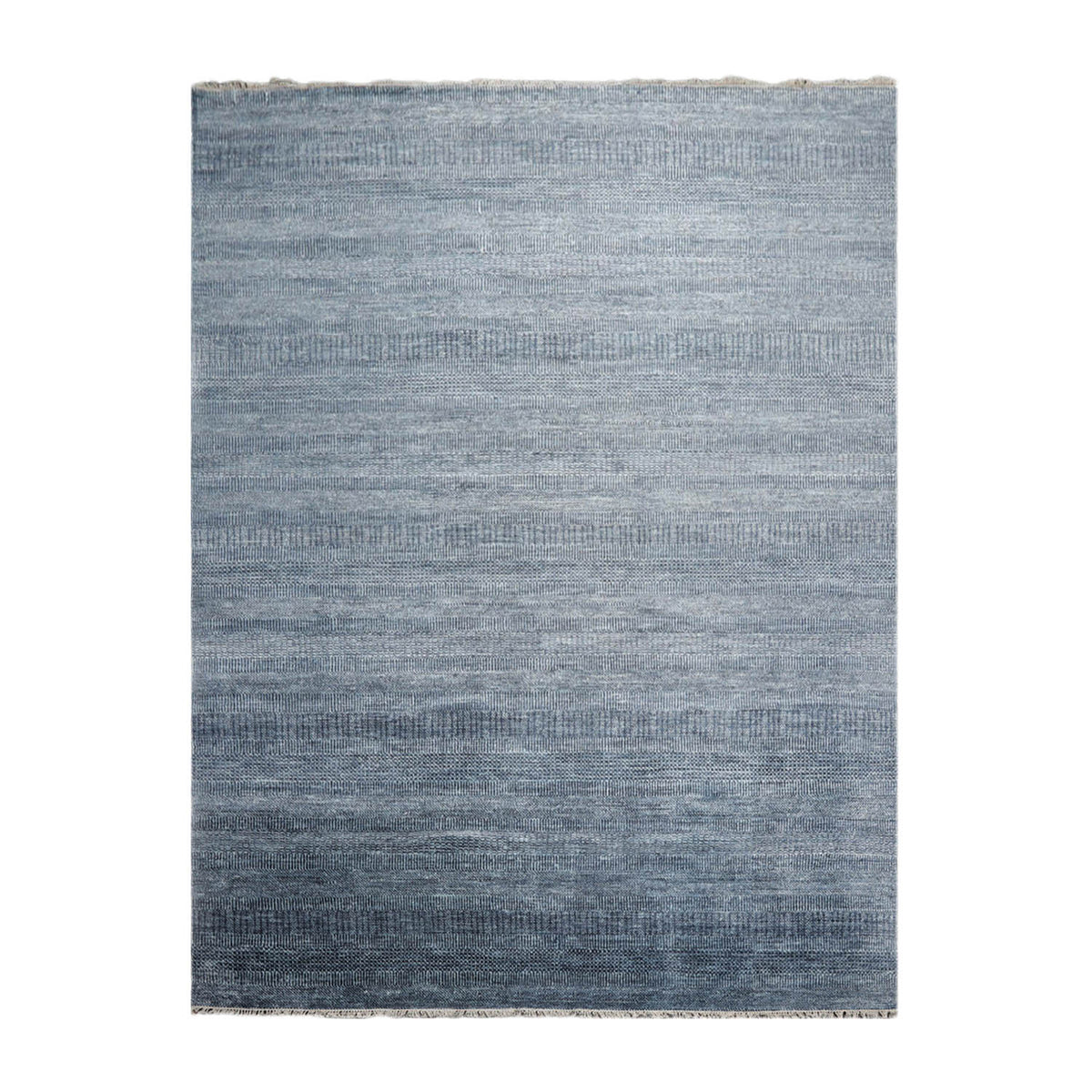 Multi Size Blue Gray Color Hand Knotted Grass Wool & Silk Modern Oriental Rug