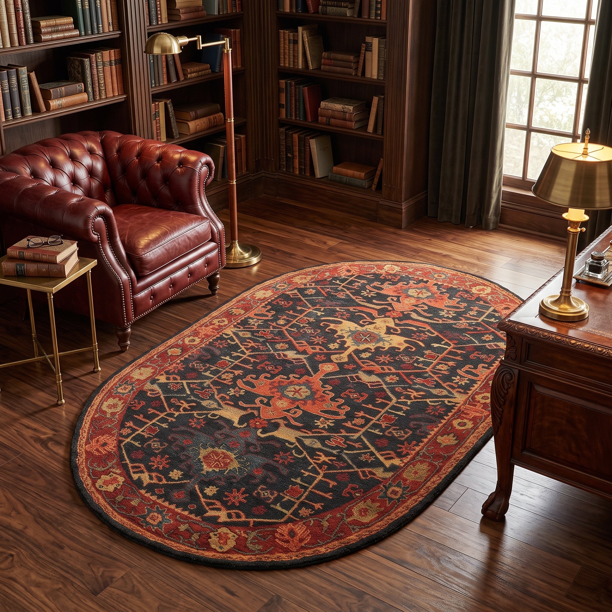 Multi Size Dark Blue, Wine Hand Tufted Handmade 100% Wool Arts & Crafts Oriental Area Rug